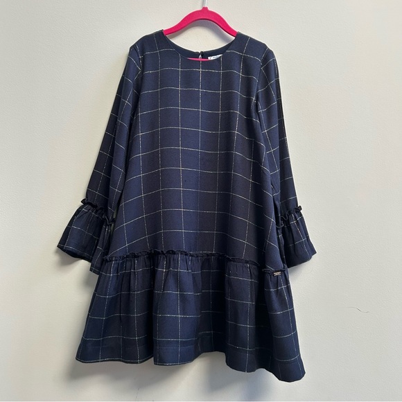 Mayoral Other - Mayoral Girls Navy Blue And Gold Check Dress, Size 8